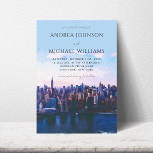 New York City Skyline Destination Travel Wedding Invitation