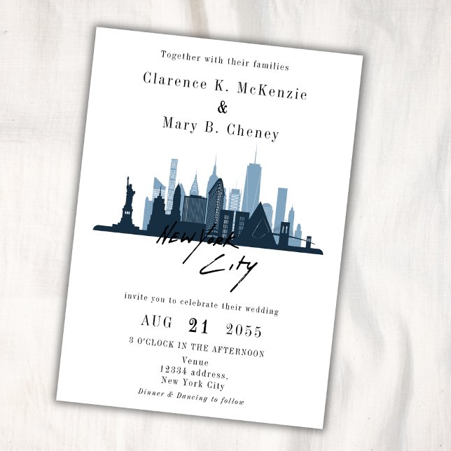 New York City Skyline Destination Wedding  Invitation (Creator Uploaded)