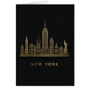 New York City Skyline Gold Line Art