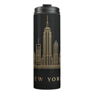 New York City Skyline Gold Line Art Thermal Tumbler