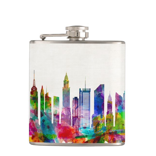 New York City Skyline Hip Flask (Front)