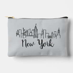 New York City Skyline Illustration Accessory Pouch