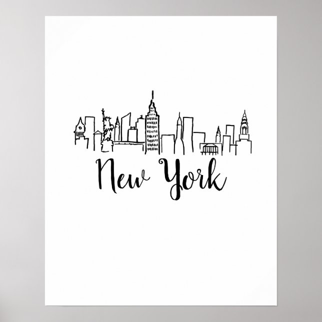 New York City Skyline Illustration Art Poster (Front)