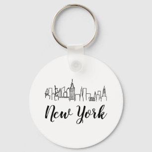 New York City Skyline Illustration Key Ring