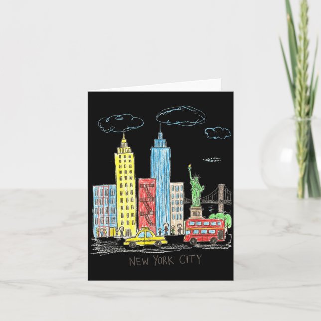 New York City Skyline Illustration Urban Kids Art  Card (Front)