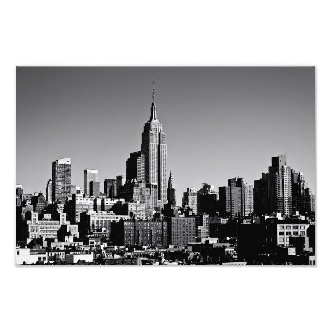 New York City Skyline in Black and White Photo Print (Front)