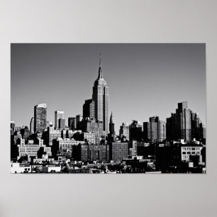 New York City Skyline in Black and White Poster