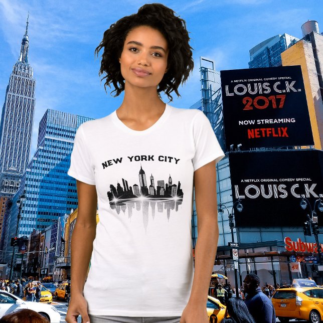 New York City Skyline Ladies White T-Shirt (New York City)
