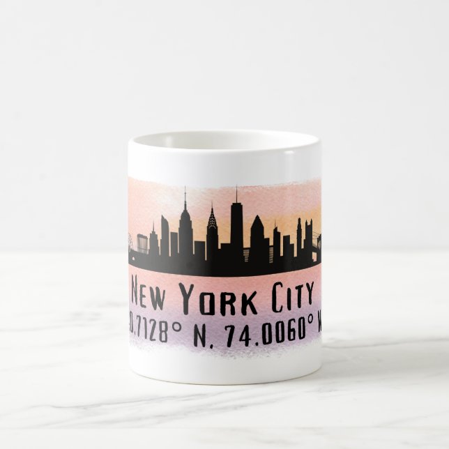New York City Skyline Latitude and Longitude   Coffee Mug (Center)