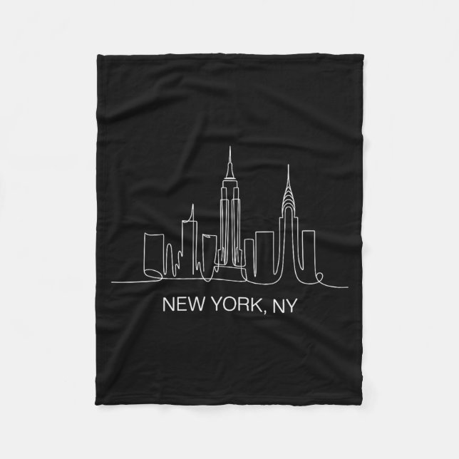 New York City Skyline Line Art Drawing Nyc Souveni Fleece Blanket (Front)