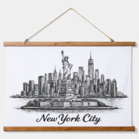 New York City Skyline Line Art Illustration
