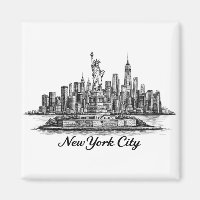 New York City Skyline Line Art Illustration