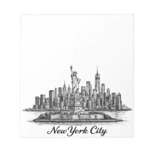 New York City Skyline Line Art Illustration Notepad