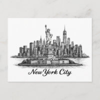 New York City Skyline Line Art Illustration