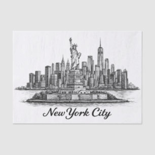 New York City Skyline Line Art Illustration Tissue Paper