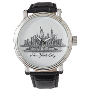 New York City Skyline Line Art Illustration Watch