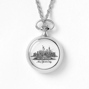 New York City Skyline Line Art Illustration Watch