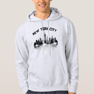 New York City Skyline Mens Grey Hoodie