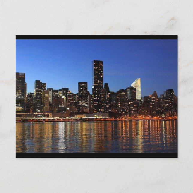 NEW YORK CITY SKYLINE NIGHT PHOTOGRAPHY POSTCARD (Front)
