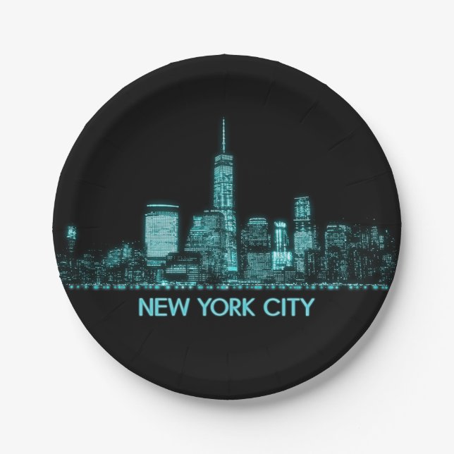New York City Skyline Paper Plate (Front)