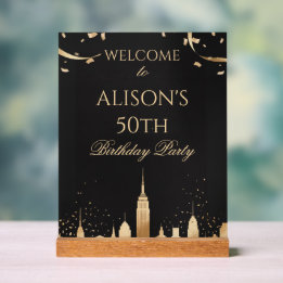 New York City Skyline Party Acrylic Sign