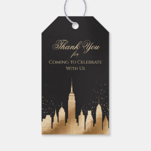 New York City Skyline Party Supplies Black & Gold Gift Tags