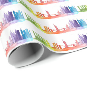 NEW YORK CITY skyline pattern watercolor Wrapping Paper