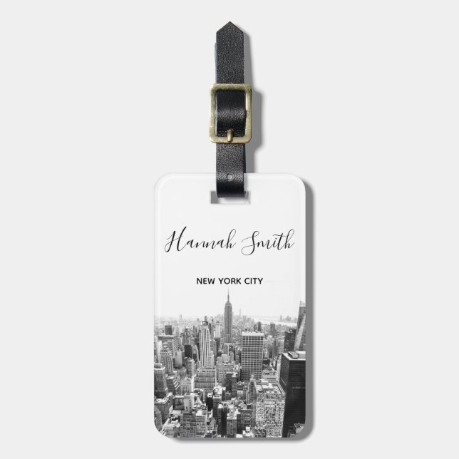 New York City Skyline Personnalised Luggage Tag (Front Vertical)
