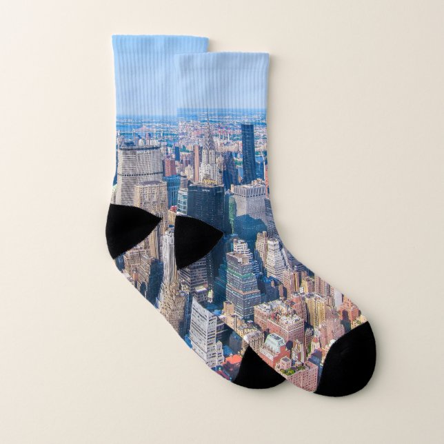 New York City Skyline Photo Building View Of City Socks (Pair)