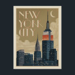New York City Skyline Postcard<br><div class="desc">Anderson Design Group is an award-winning illustration and design firm in Nashville,  Tennessee. Founder Joel Anderson directs a team of talented artists to create original poster art that looks like classic vintage advertising prints from the 1920s to the 1960s.</div>