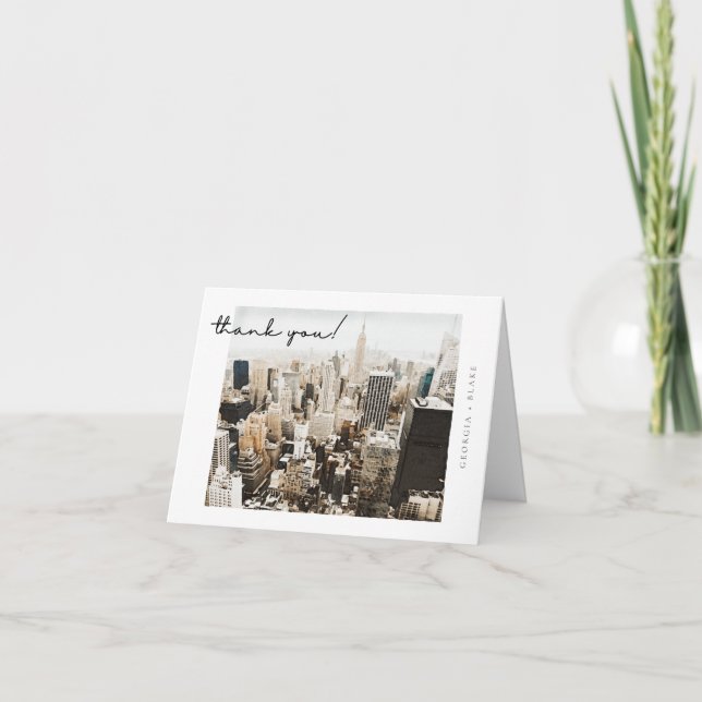 NEW YORK CITY Skyline Postcard Style Thank You (Front)