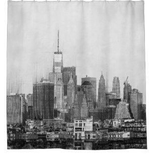 New York City Skyline Sketch Shower Curtain