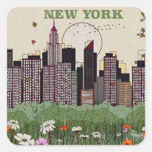 New York City Skyline Square Sticker