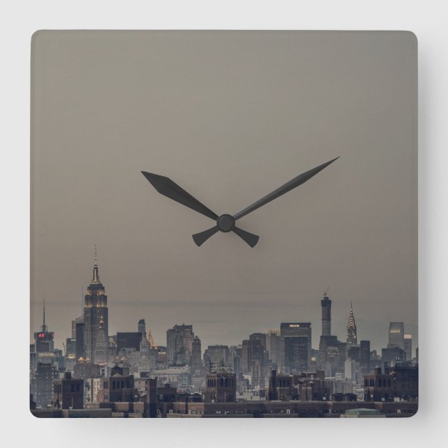 New York City Skyline Square Wall Clock (Front)