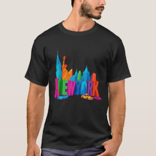 New York City Skyline Statue Of Liberty Nyc Urban  T-Shirt