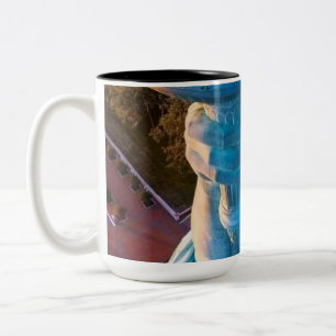 New York City Skyline, Statue of Liberty Torch Two-Tone Coffee Mug