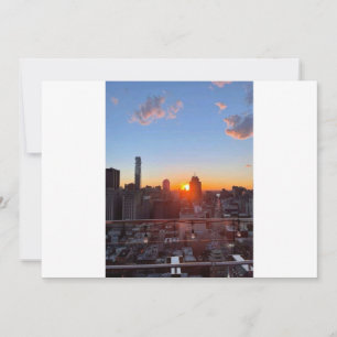 New York City Skyline Sunset Rooftop View Art Invitation