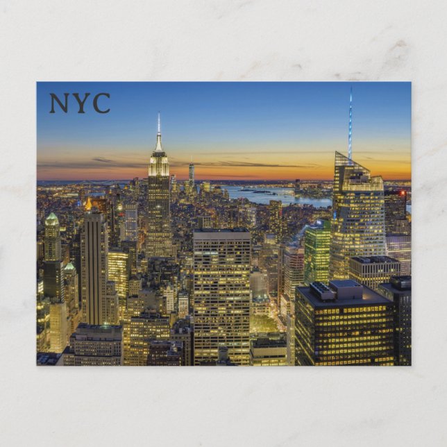 New York City Skyline Sunset Travel Photo Postcard (Front)