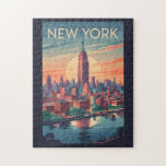 New York City Skyline Travel Art Vintage Jigsaw Puzzle<br><div class="desc">New York retro vector travel design. From Times Square and Central Park to the Statue of Liberty and Broadway,  NYC offers an unforgettable mix of culture,  history,  entertainment,  and innovation.</div>