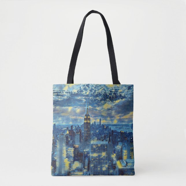 New York City Skyline Van Gogh Starry Night Art Tote Bag (Front)