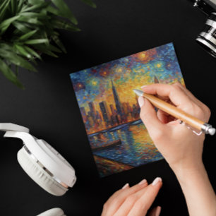 New York City Skyline van Gogh style Card