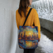New York City Skyline van Gogh style