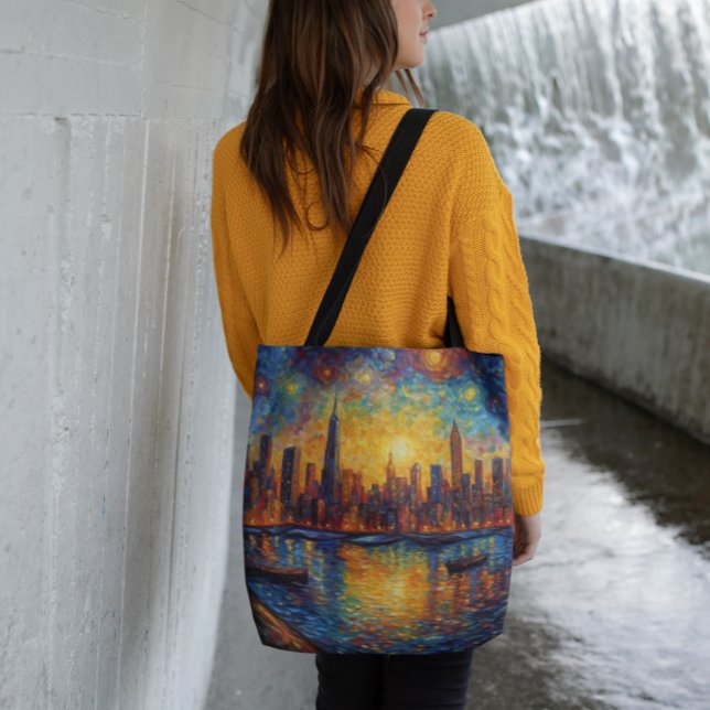 New York City Skyline van Gogh style Crossbody Bag (Creator Uploaded)