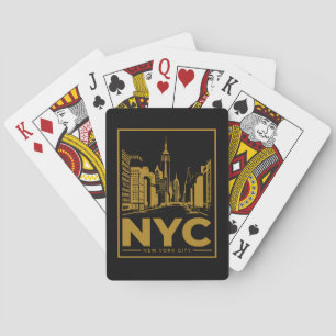 New York City Skyline – Vintage Gold & Black Playing Cards