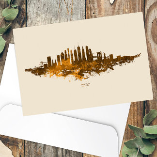 New York City Skyline Watercolor in orange Postcard