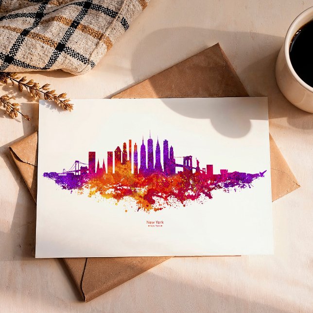 New York City Skyline Watercolor on White Postcard (New York City Skyline Watercolor on White. Postcard)
