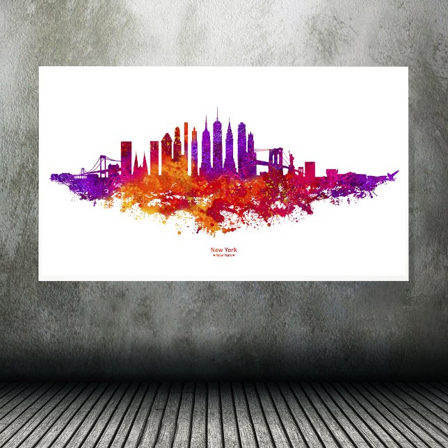 New York City Skyline Watercolor on White Poster (New York City Skyline Watercolor on White. Poster)