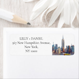 New York City Skyline Watercolor Return Address Label
