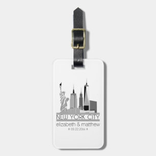 New York City Skyline Wedding Luggage Tag