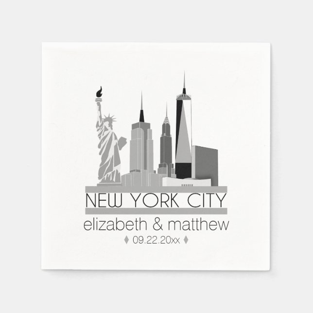 New York City Skyline Wedding Napkin (Front)